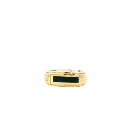 14K Yellow Gold Onyx Nugget Mens Ring
