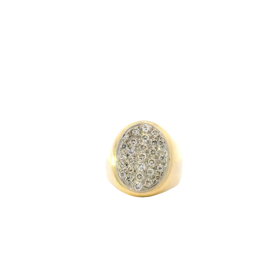 14K Yellow Gold Diamond Oval Top Pave Ring - 0.91ct