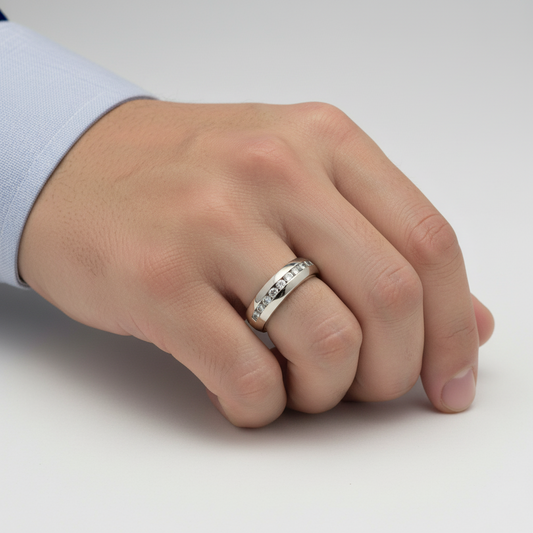 14K White Gold Diamond Men's Ring -0.50ct