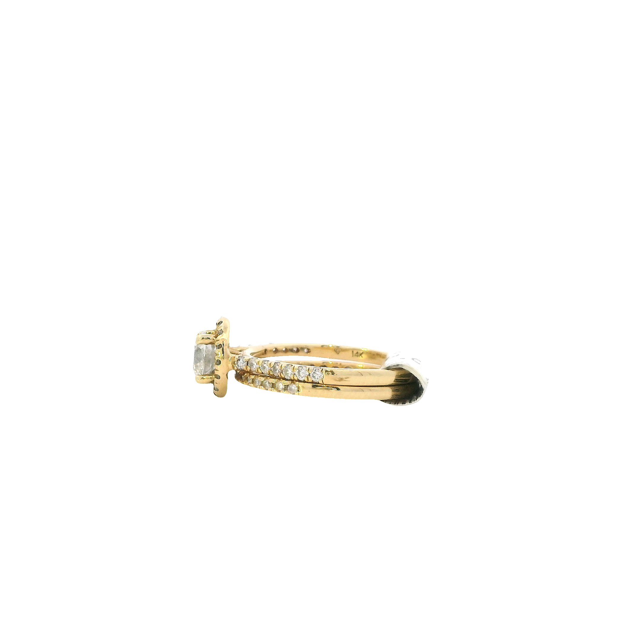 14K Yellow Gold Diamond Women's Engagement & Wedding Ring Set  -1.04ct