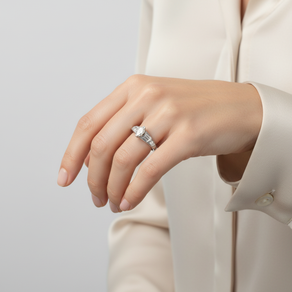 Platinum Diamond Women's Ring -0.48ct