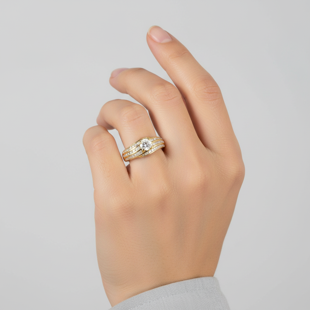 14K Yellow Gold Diamond Women's Ring -1.02ct