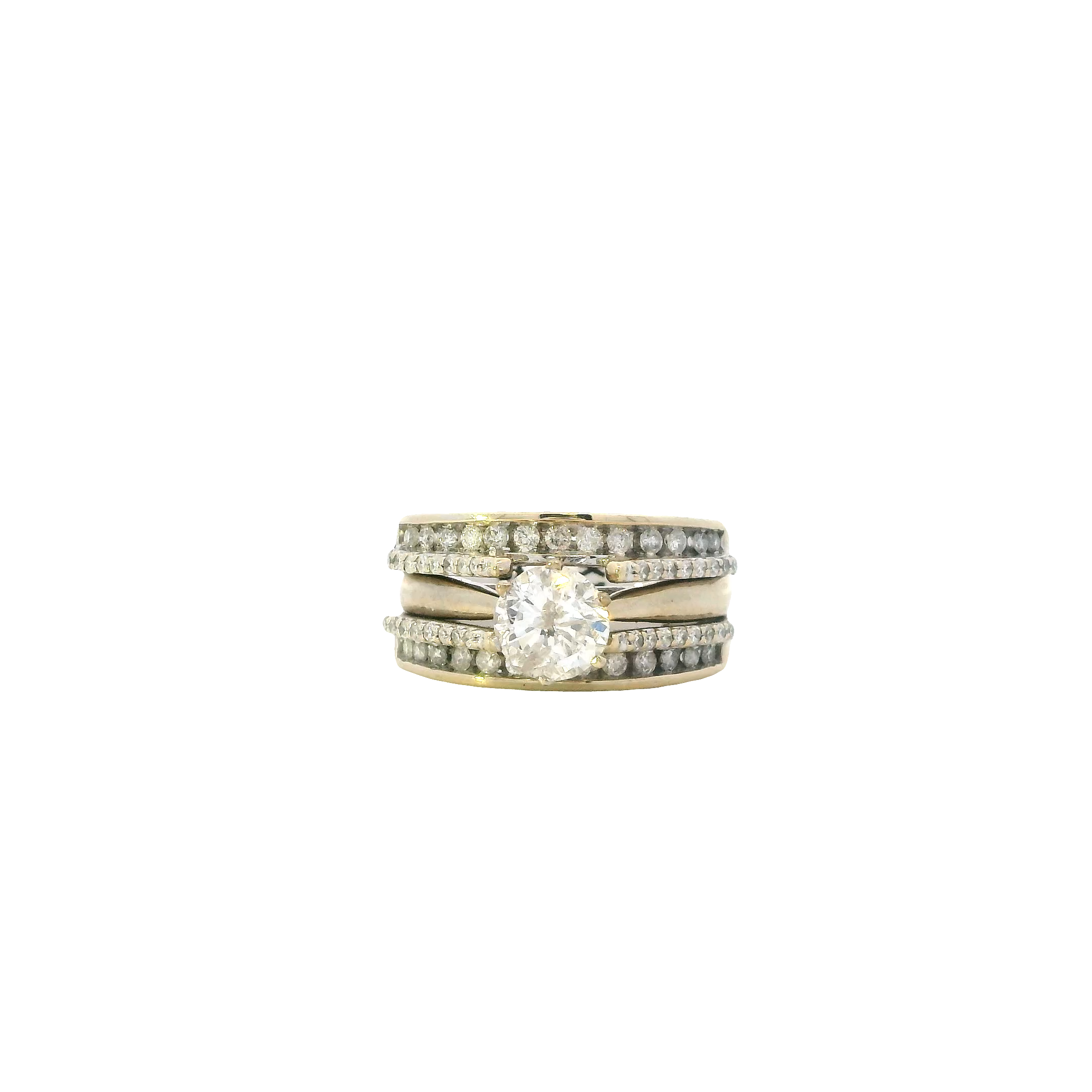 14K White Gold Diamond Women's Engagement & Wedding Ring Set -1.39ct
