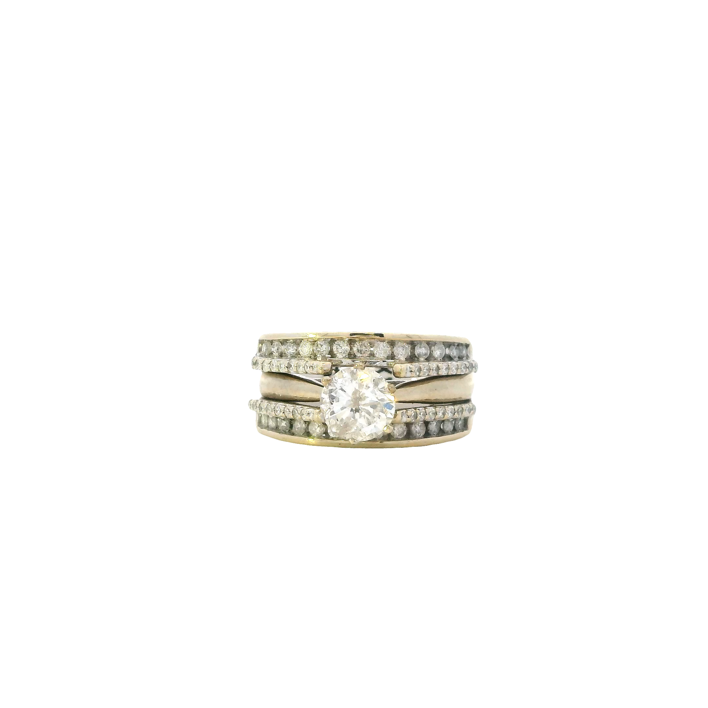 14K White Gold Diamond Women's Engagement & Wedding Ring Set -1.39ct