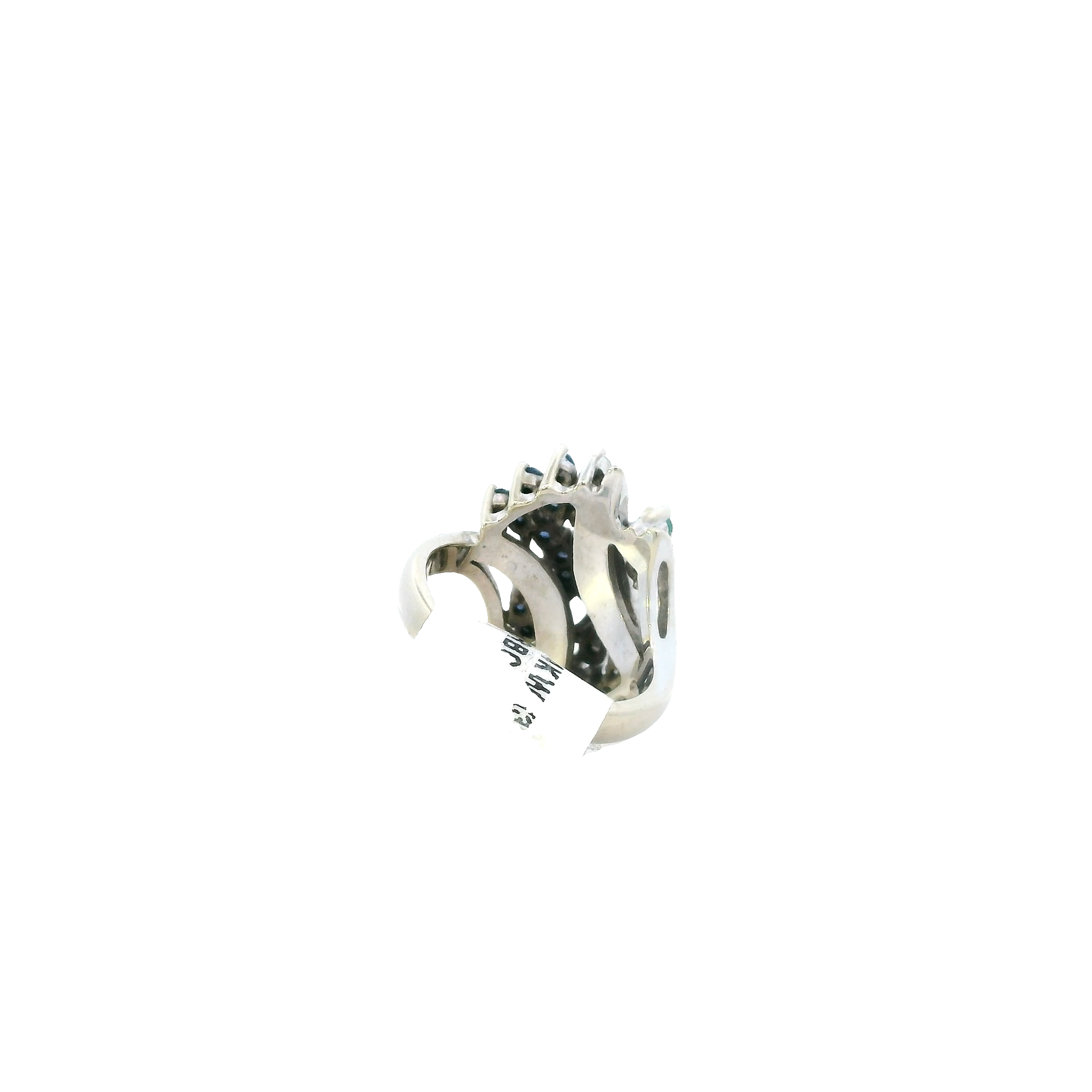 14K White Gold Diamond, Sapphire & Emerald Women's Ring -0.43ct