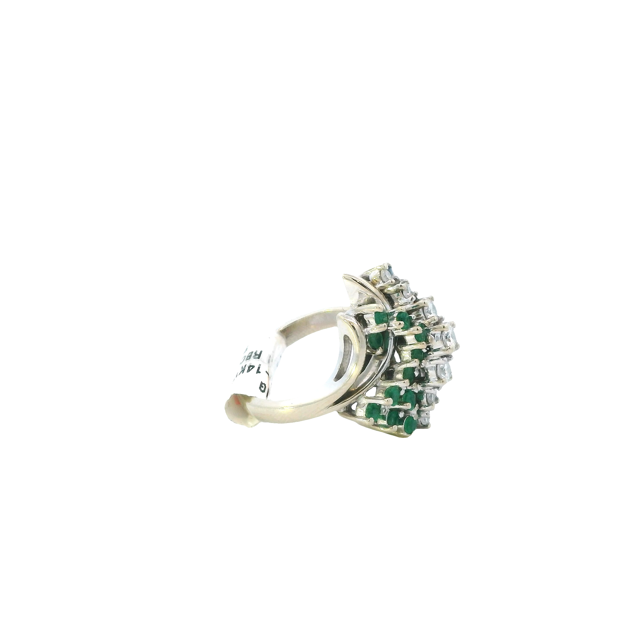 14K White Gold Diamond, Sapphire & Emerald Women's Ring -0.43ct