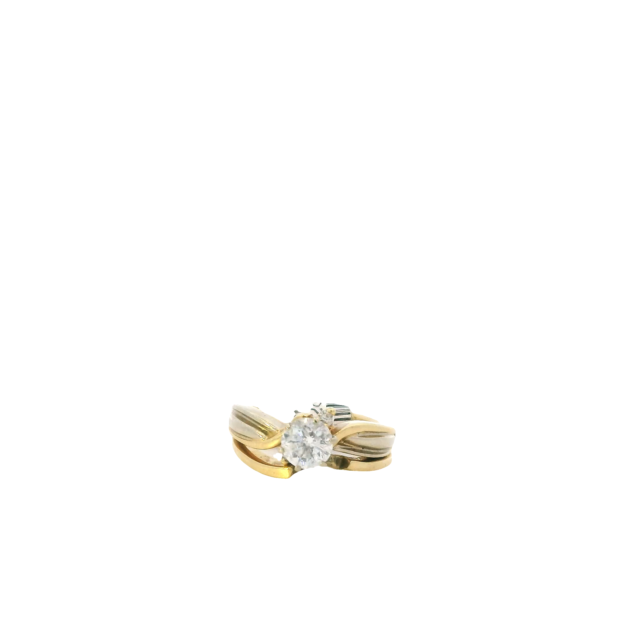 14K Yellow Gold Diamond Women's Engagement & Wedding Ring Set -0.88ct