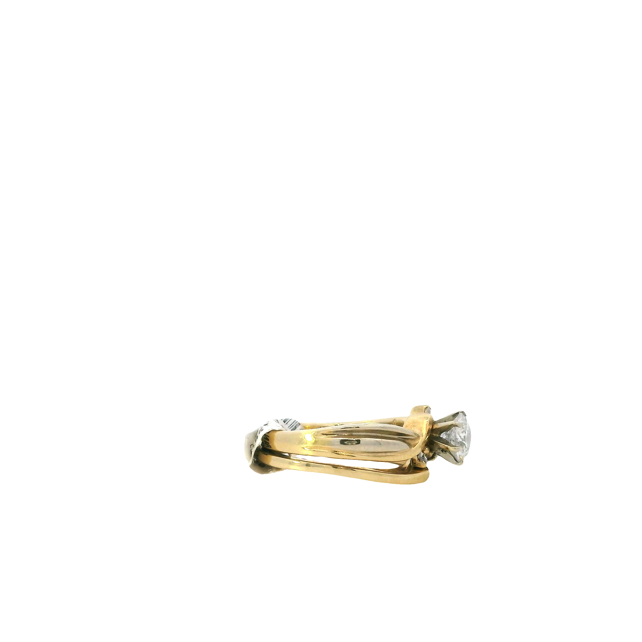 14K Yellow Gold Diamond Women's Engagement & Wedding Ring Set -0.88ct