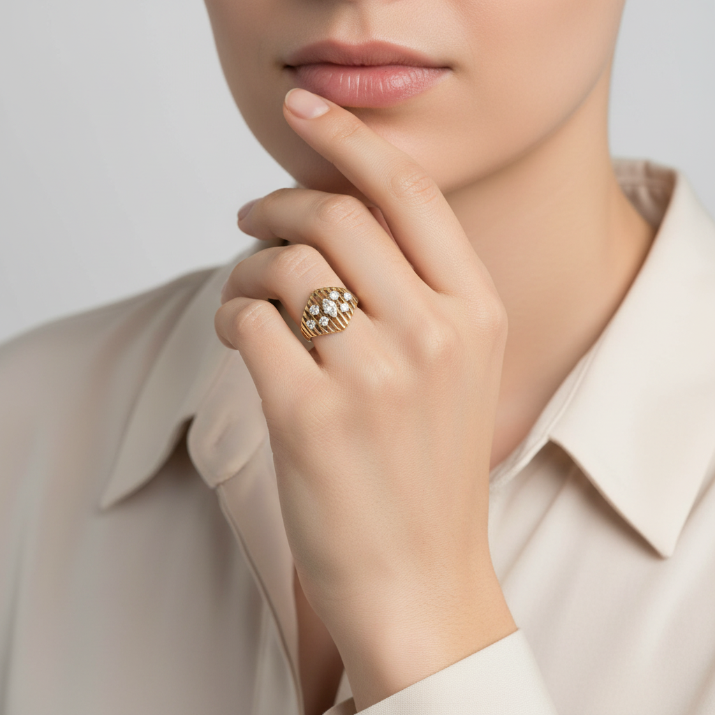 14K Yellow Gold Diamond Women's Ring -1.22ct