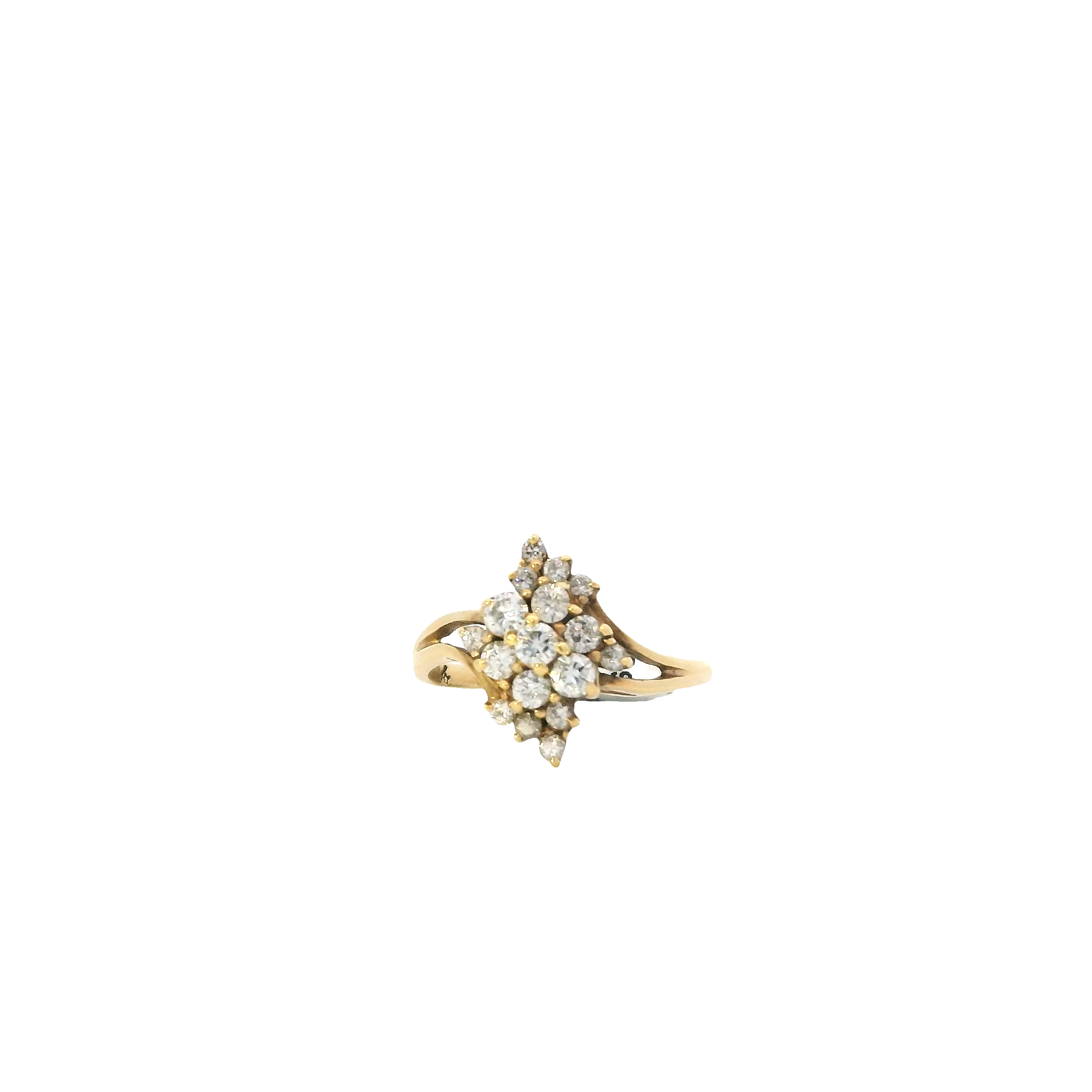 14K Yellow Gold Diamond Cluster Women's Ring -0.66ct
