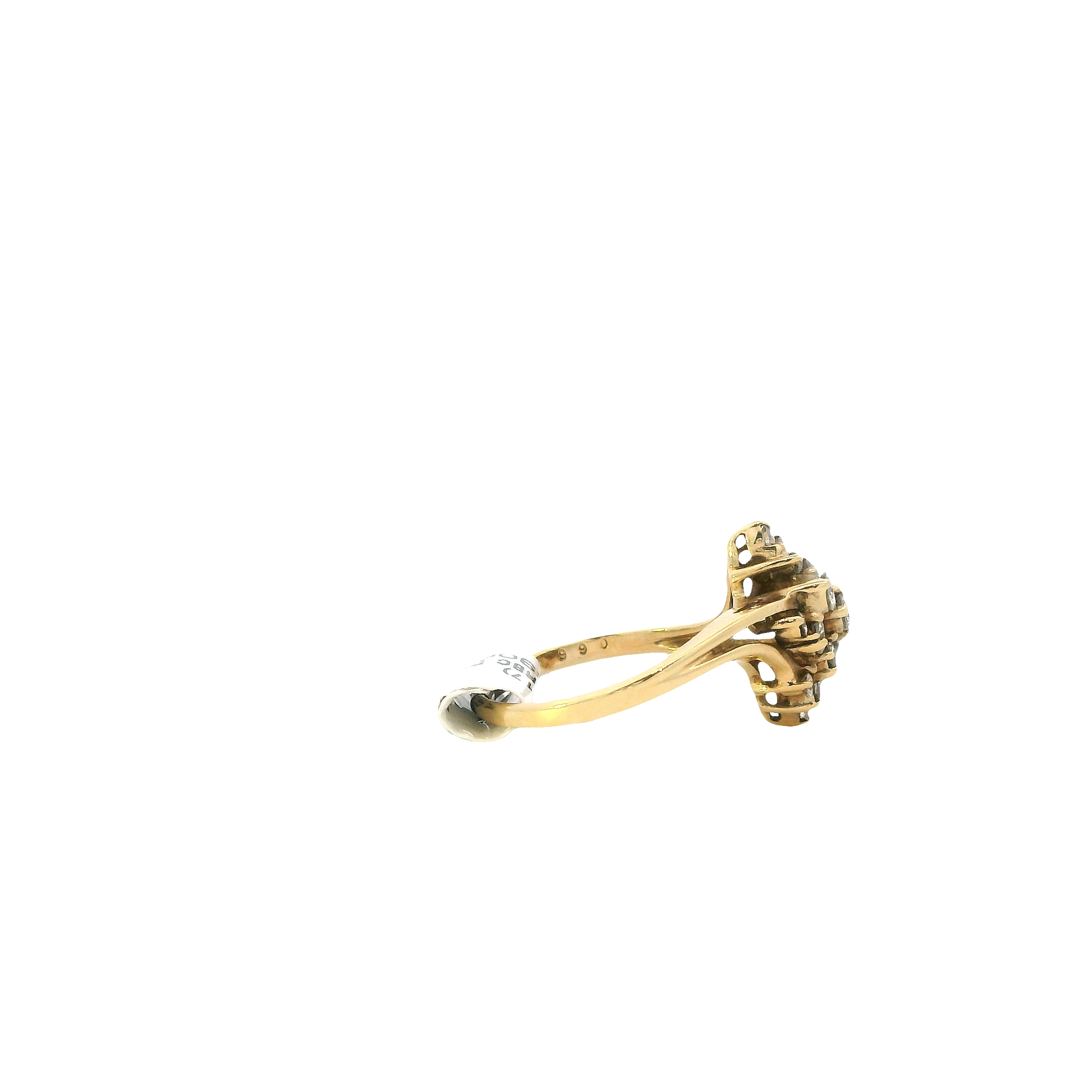 14K Yellow Gold Diamond Cluster Women's Ring -0.66ct