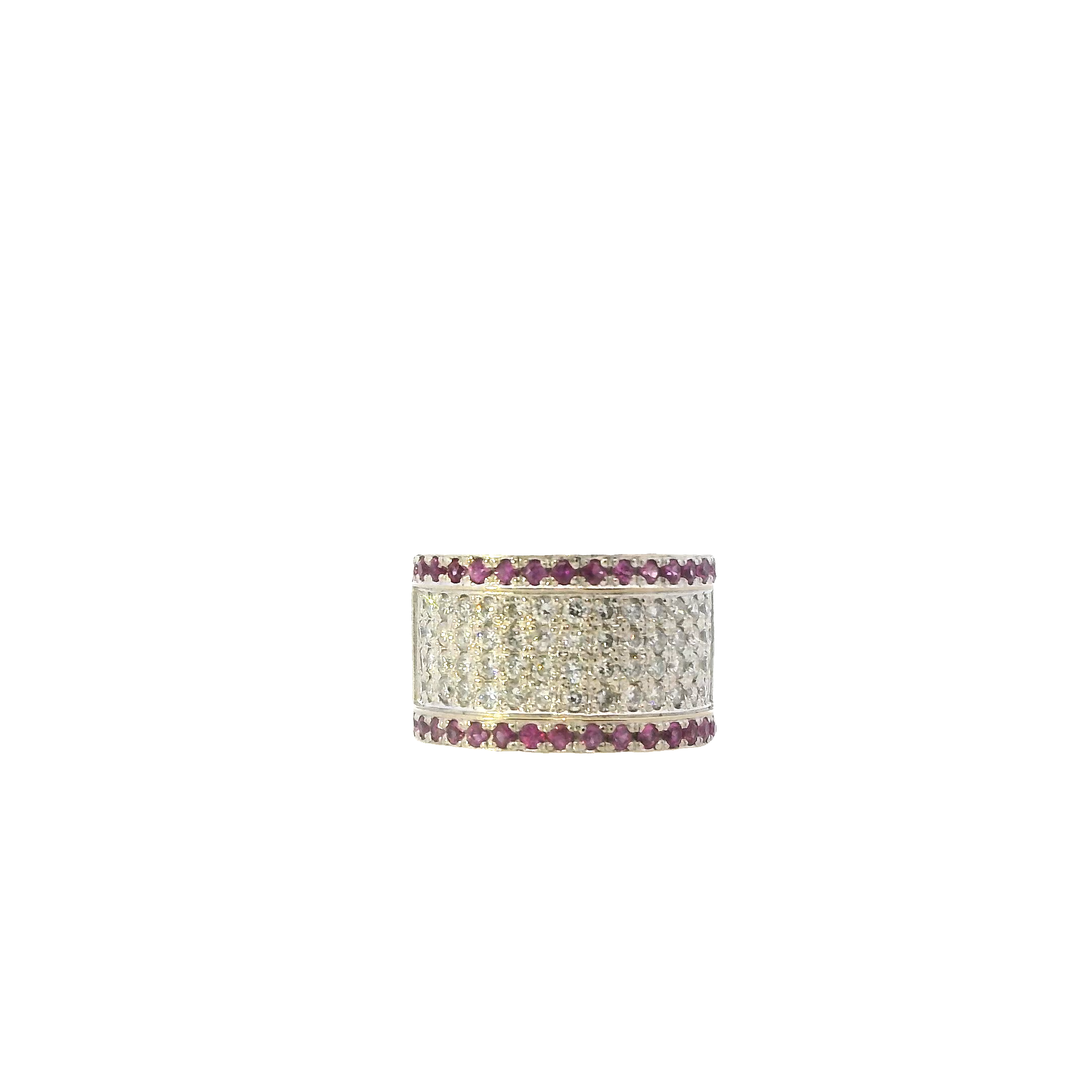 14K White Gold Diamond & Pink Sapphire Ring -1.13ct