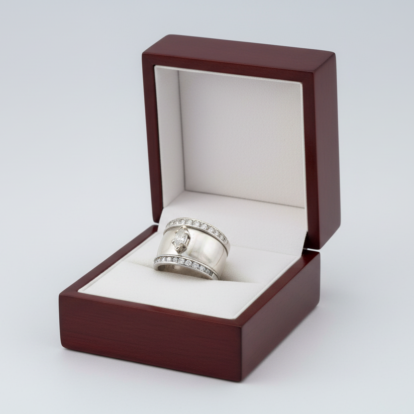 14K White Gold Diamond Women's Ring -0.58ct