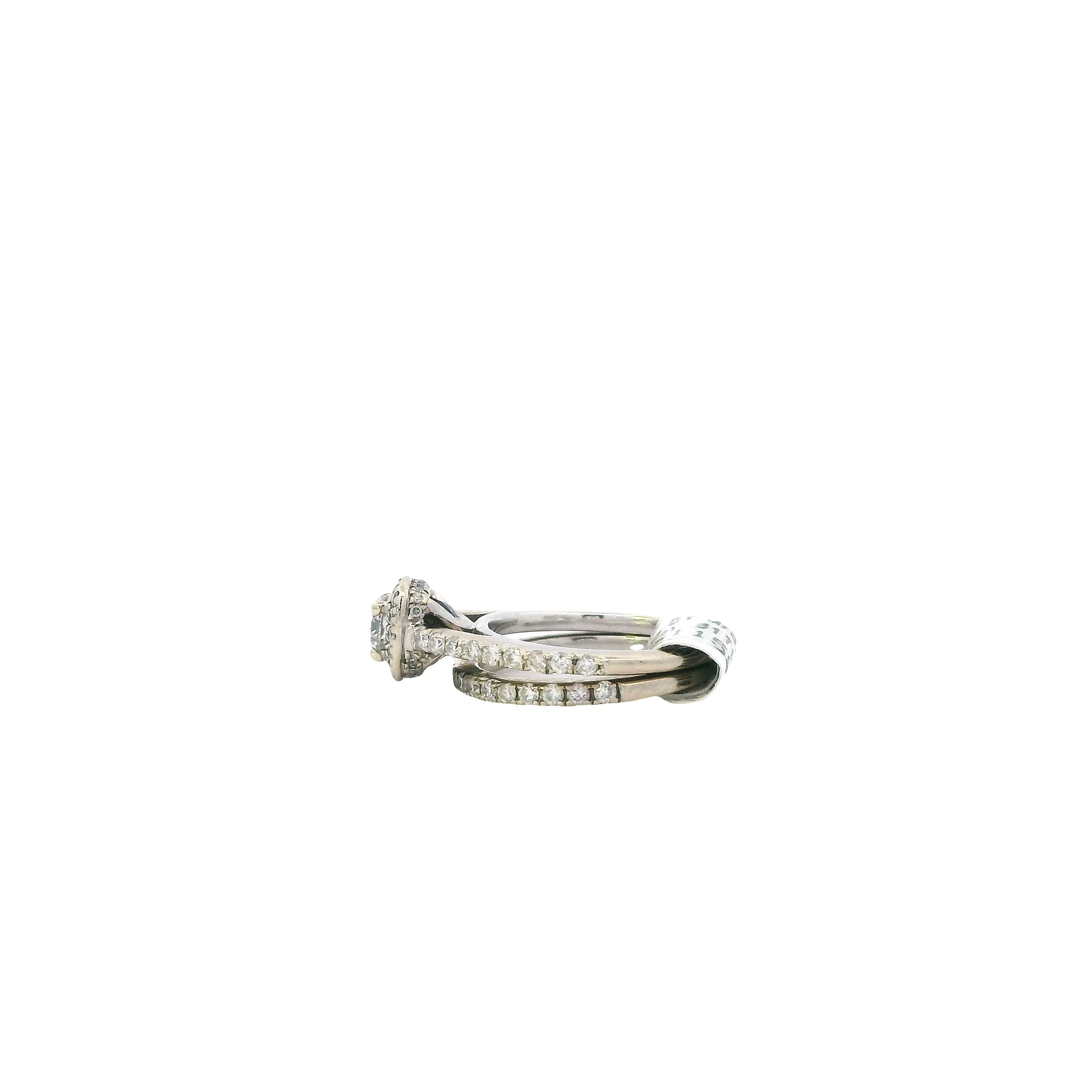 10K White Gold Diamond Engagement & Wedding Ring Set - 0.91ct