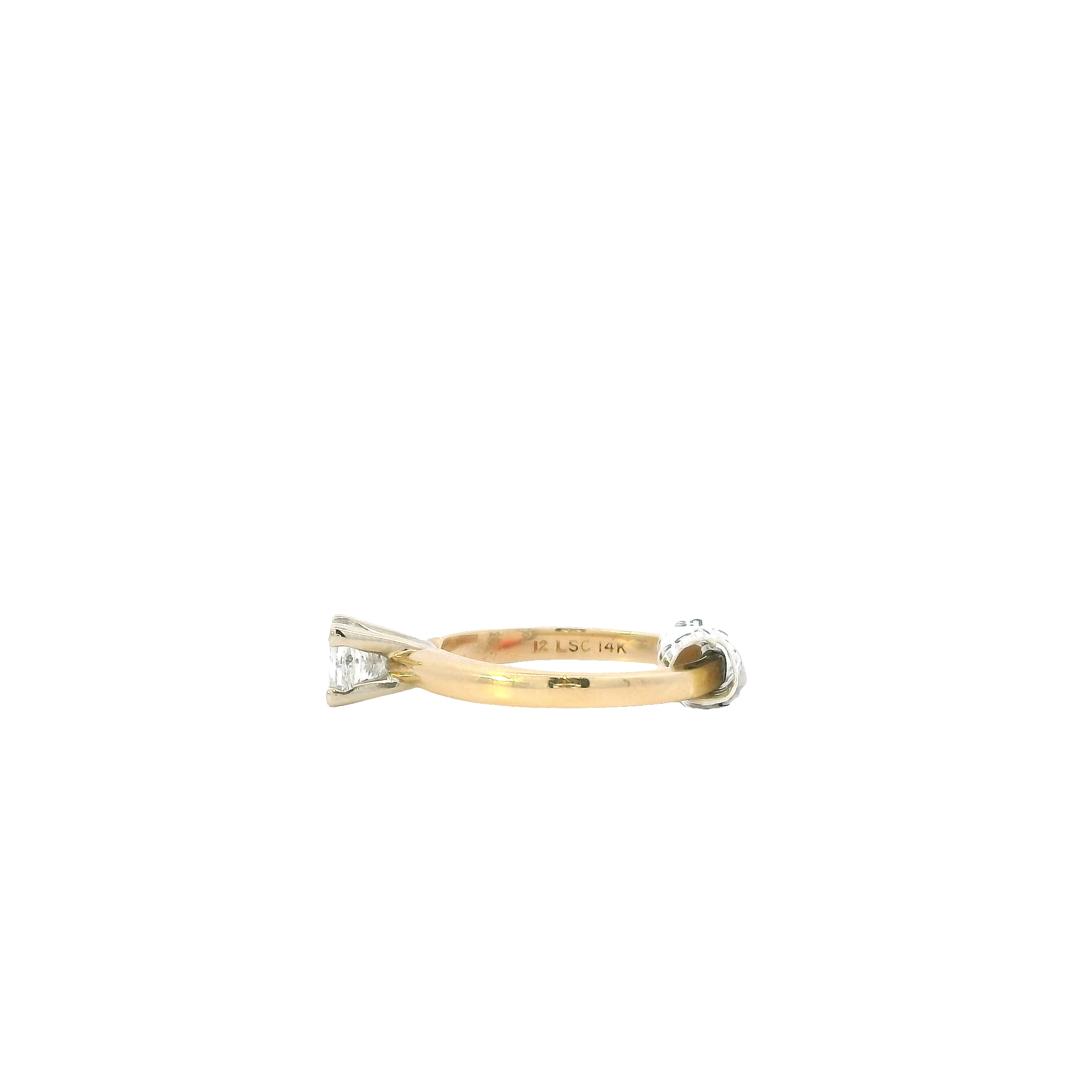 14K Yellow & White Gold Diamond Solitaire Ring - 0.90ct