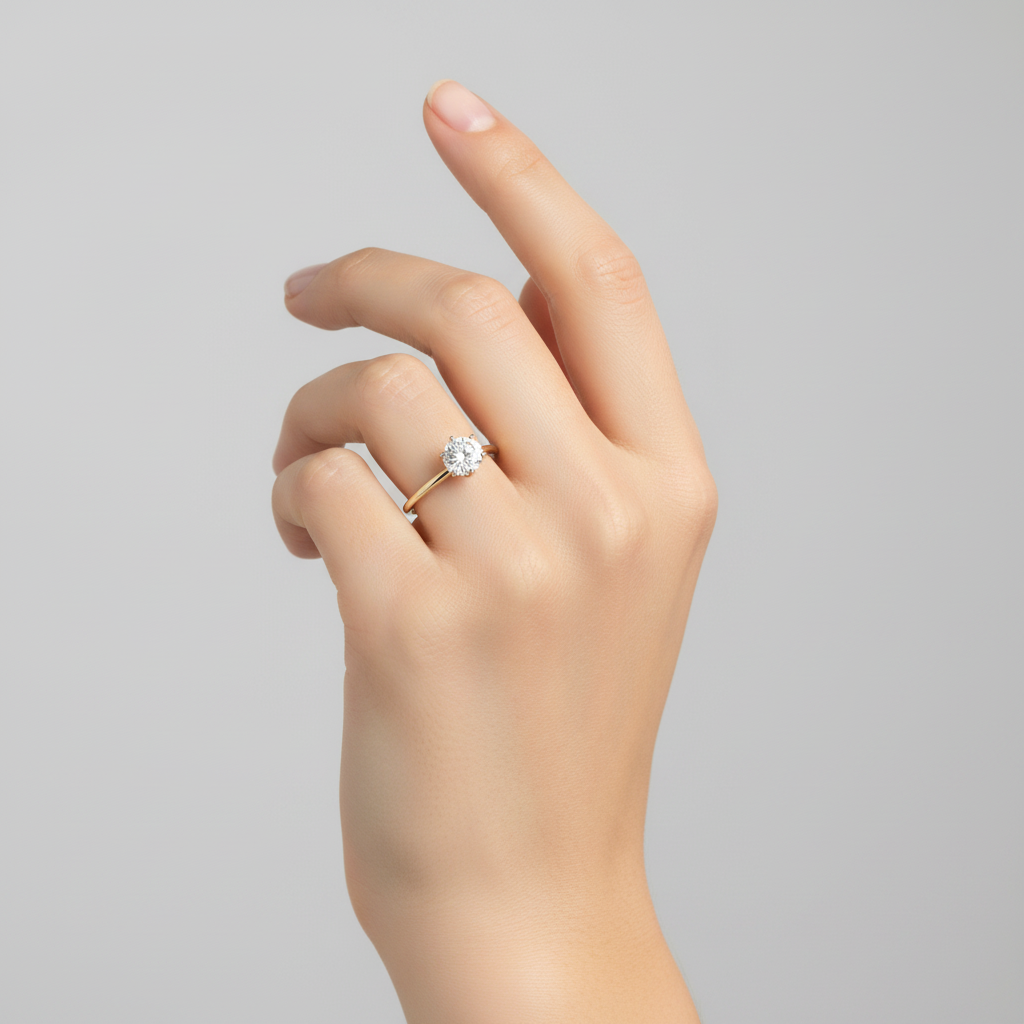 14K Yellow & White Gold Diamond Solitaire Ring - 0.37ct