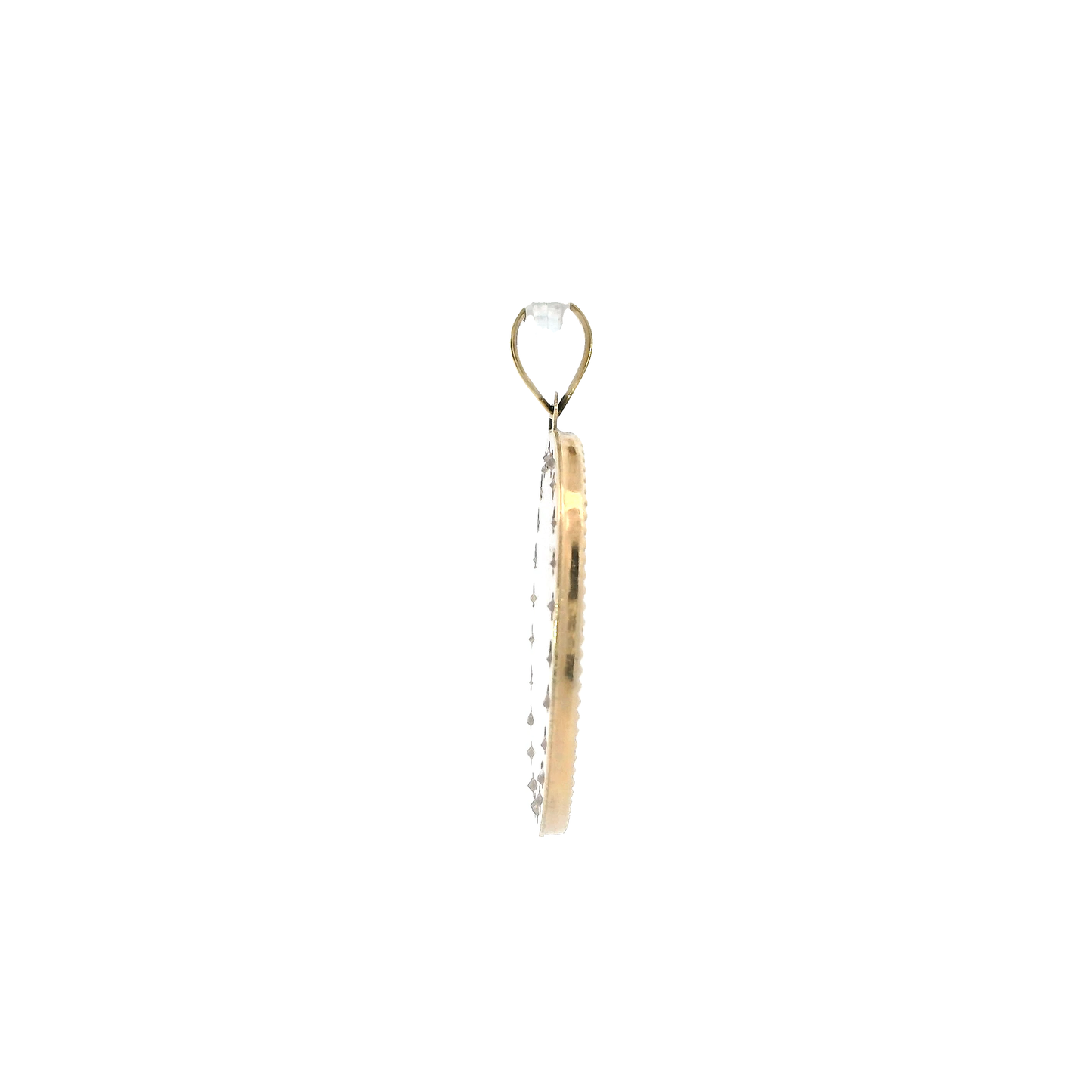 14K Tri-Color Gold Oval Virgin Mary Pendant