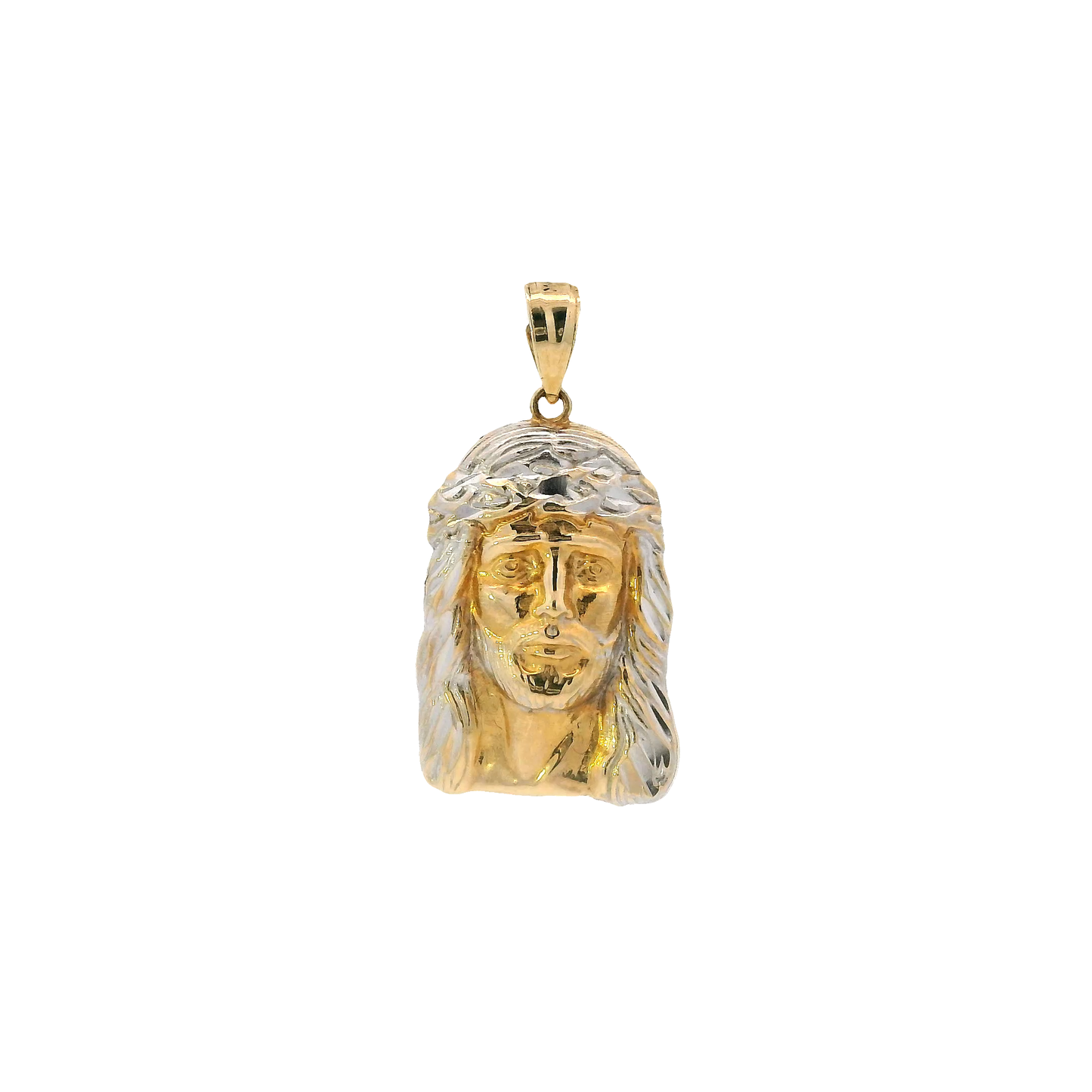 14K Yellow & White Gold Jesus Face Pendant
