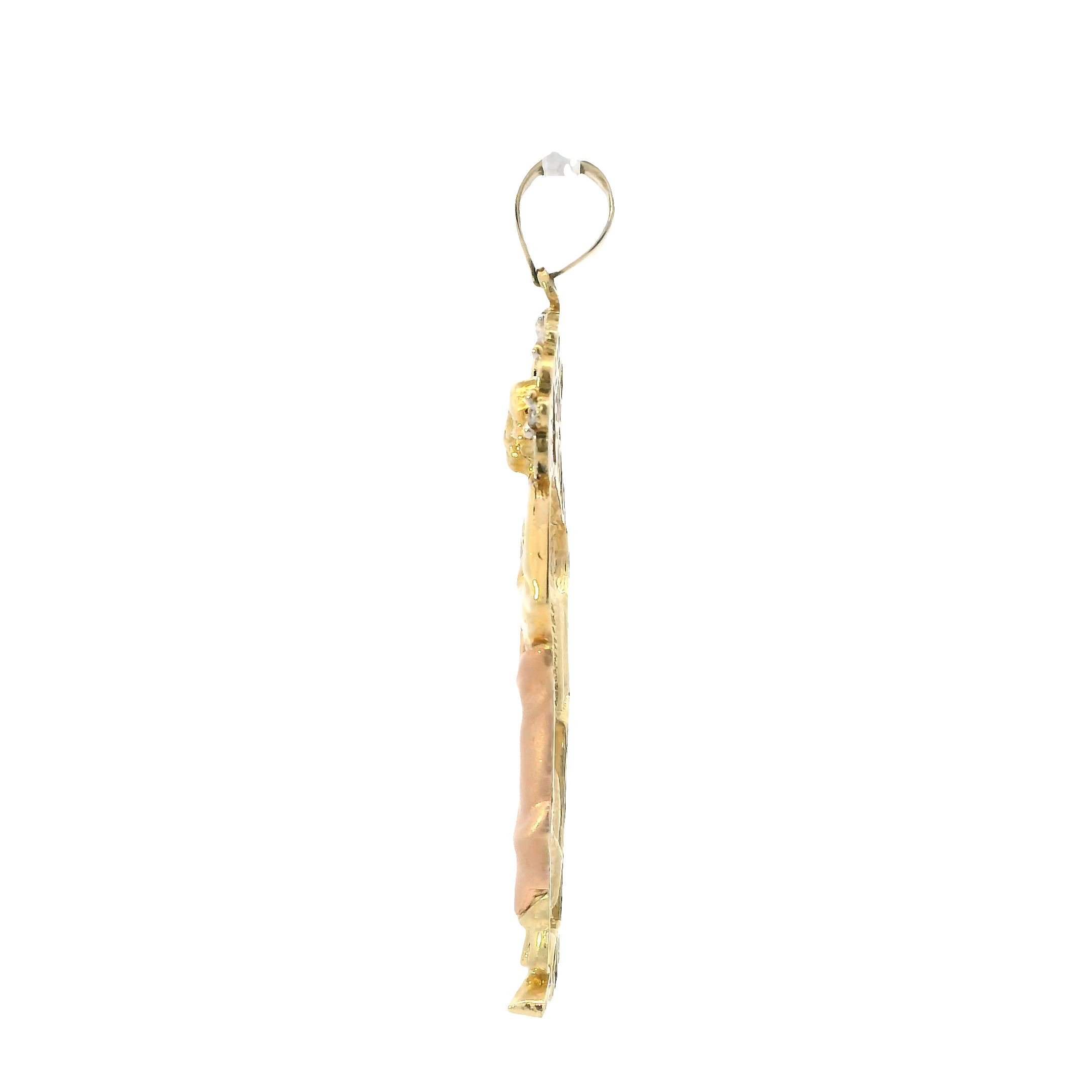 14K Tri-Color Gold CZ Religious Figure Pendant