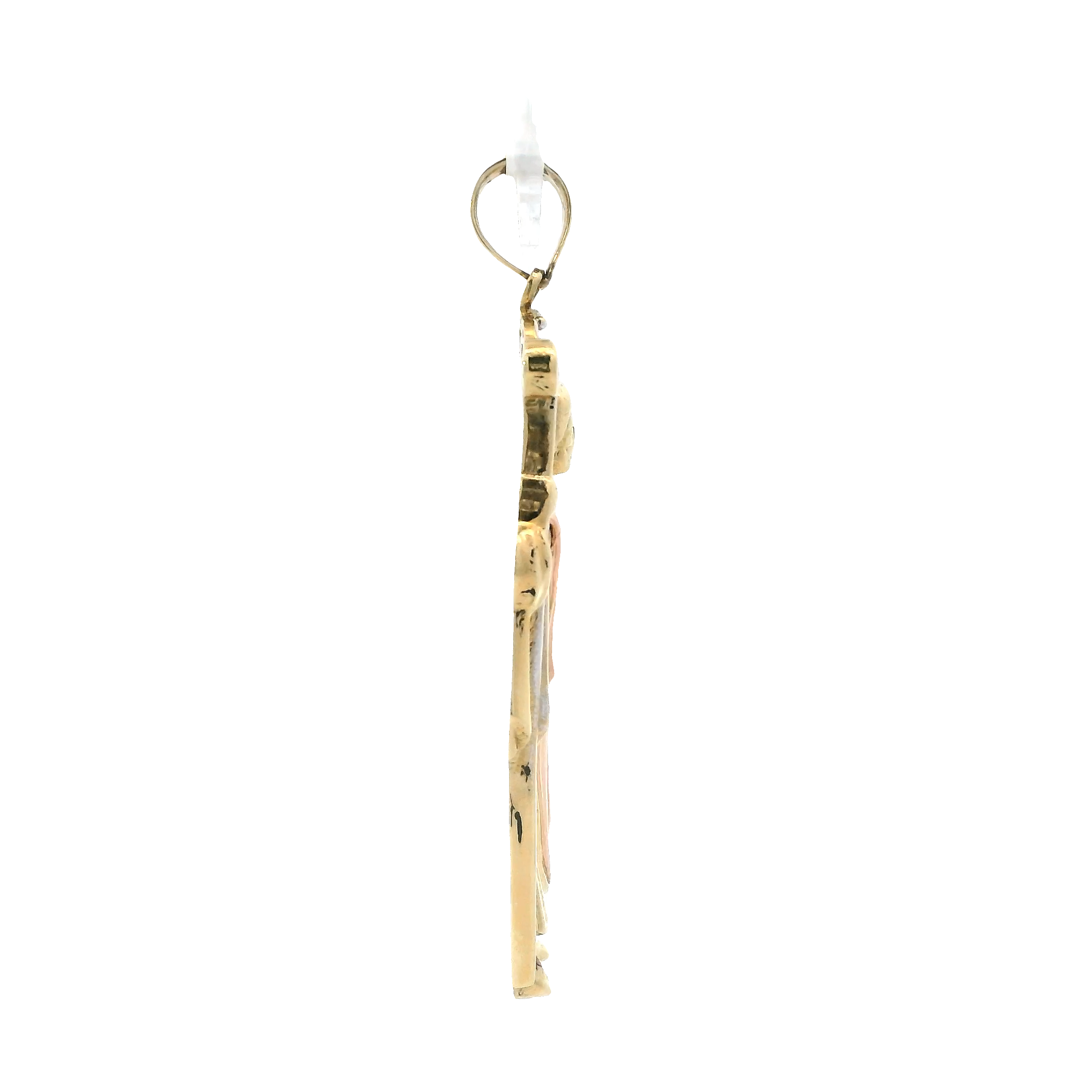14K Tri-Color Gold CZ Religious Figure Pendant