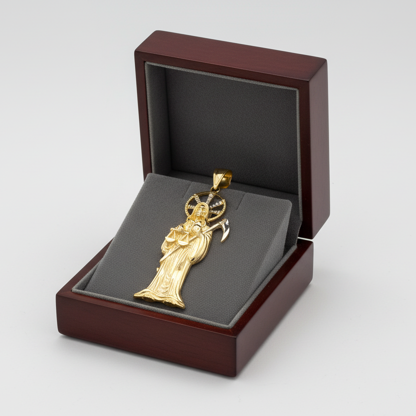 14K Yellow & White Gold Grim Reaper Pendant