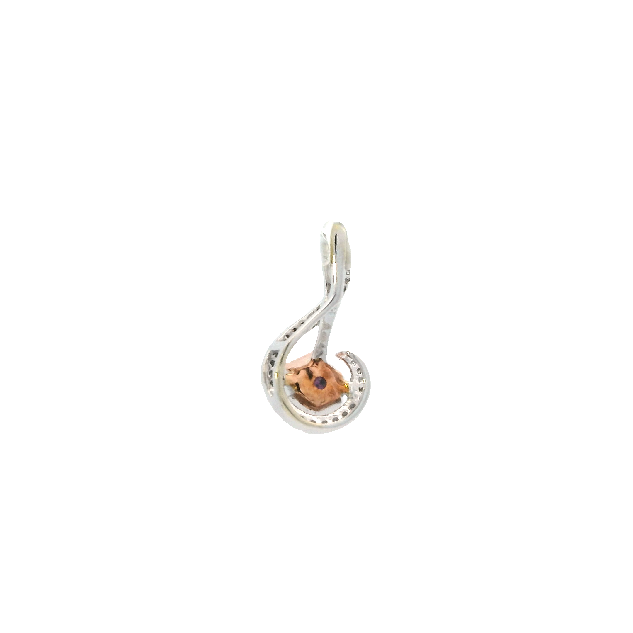 10K White & Rose Gold Diamond Rose Pendant - 0.13ct
