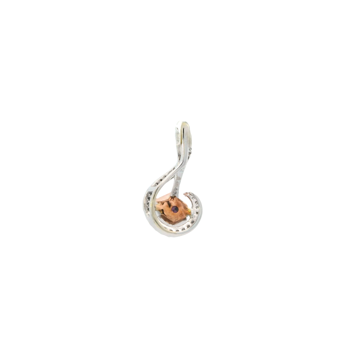 10K White & Rose Gold Diamond Rose Pendant - 0.13ct
