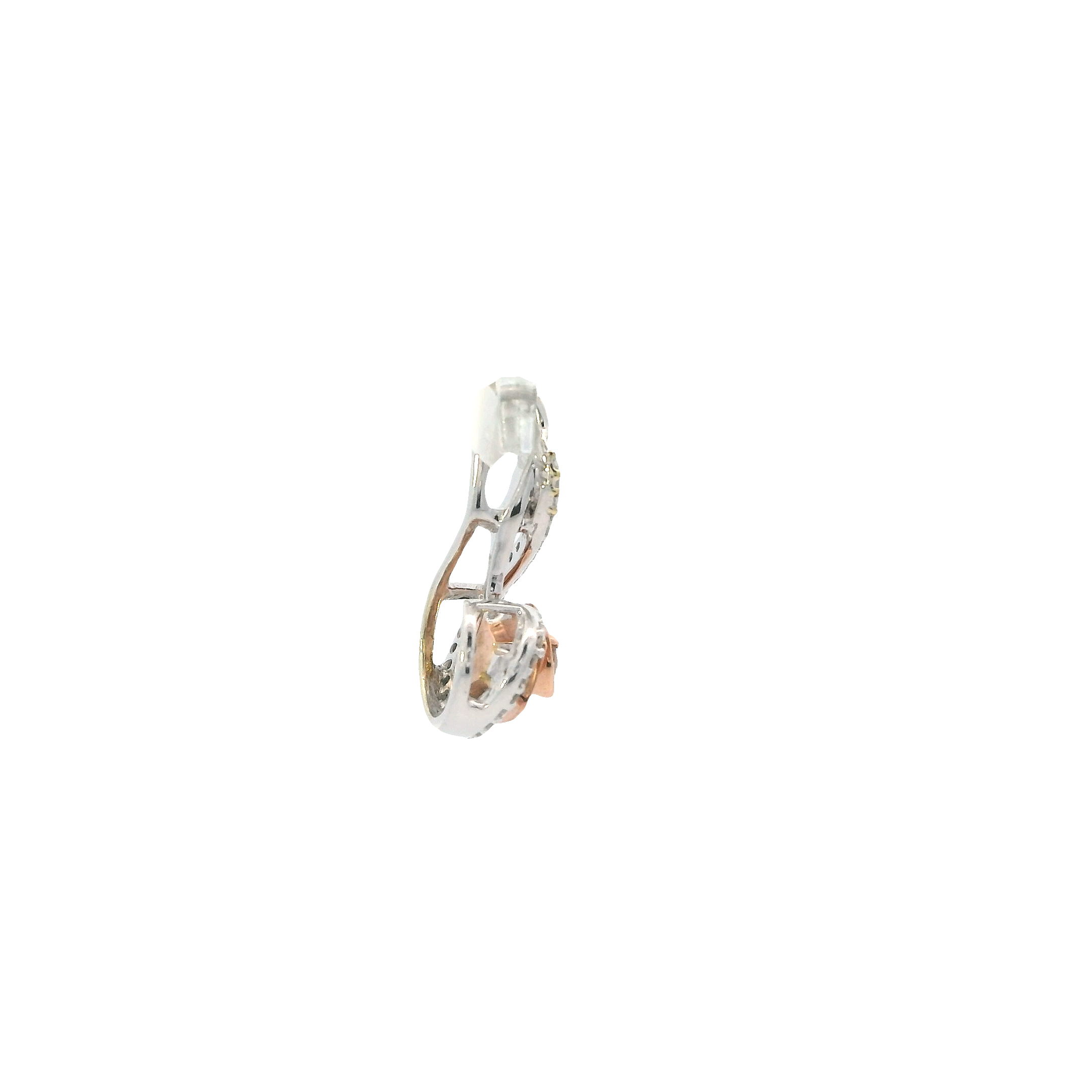 10K White & Rose Gold Diamond Rose Pendant - 0.13ct