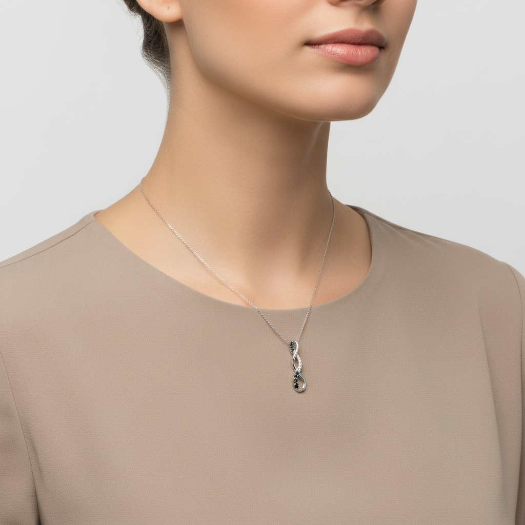 10K White Gold Diamond Twist Pendant - 0.25ct