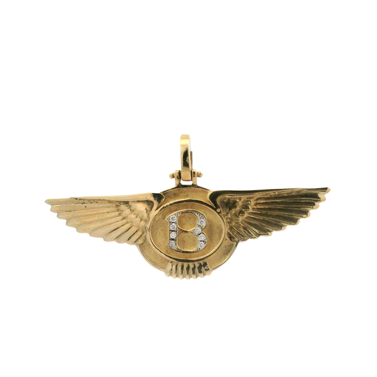 10K Yellow Gold Diamond Bentley Logo Pendant - 0.10ct