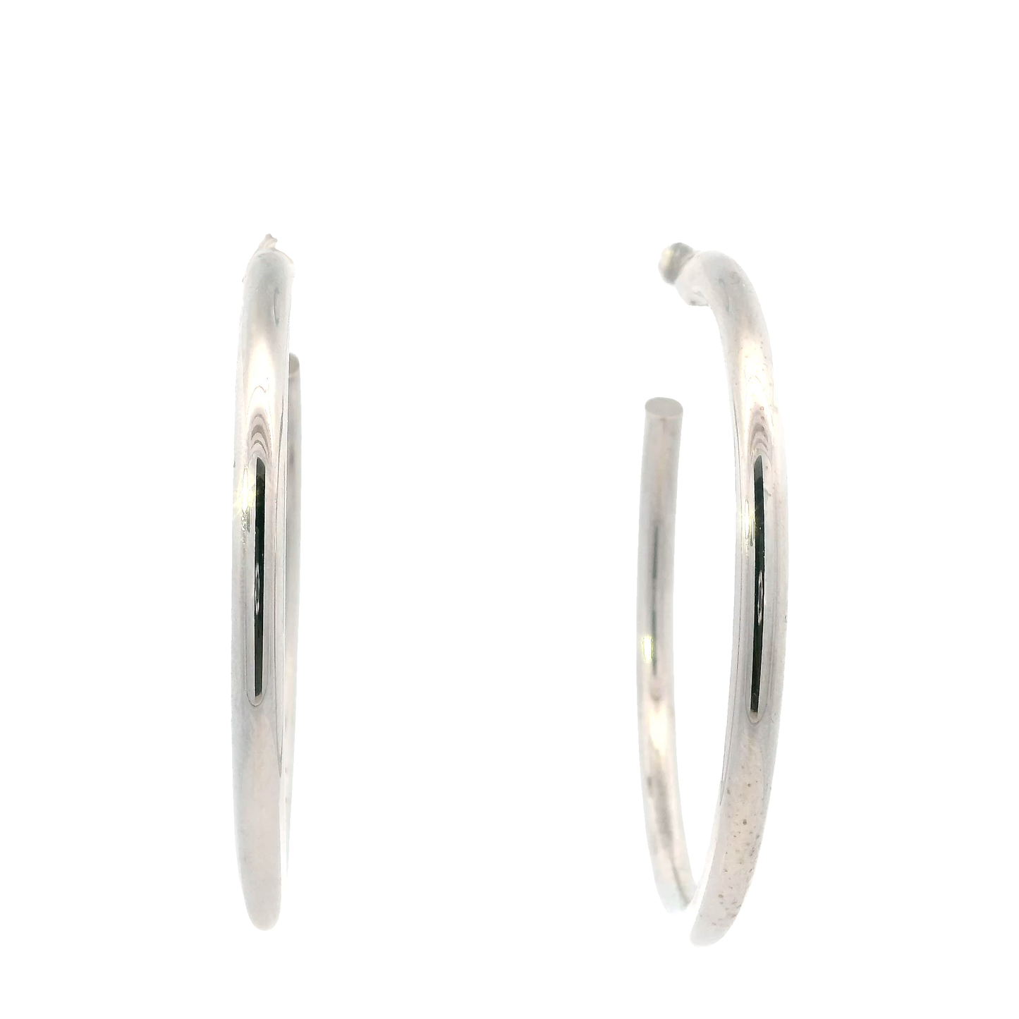 14K White Gold Tube Hoop Earrings