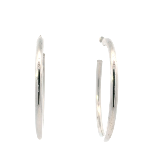 14K White Gold Tube Hoop Earrings