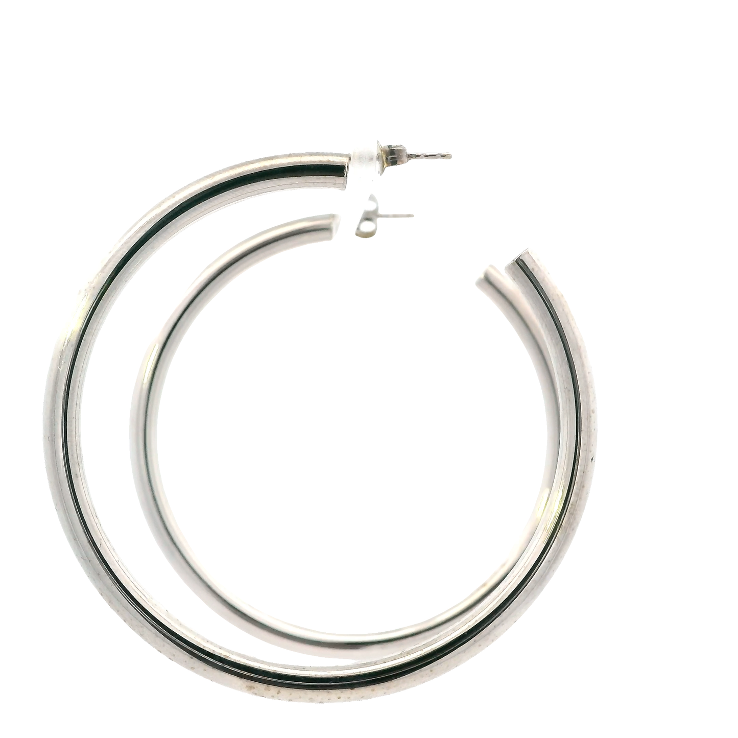14K White Gold Tube Hoop Earrings