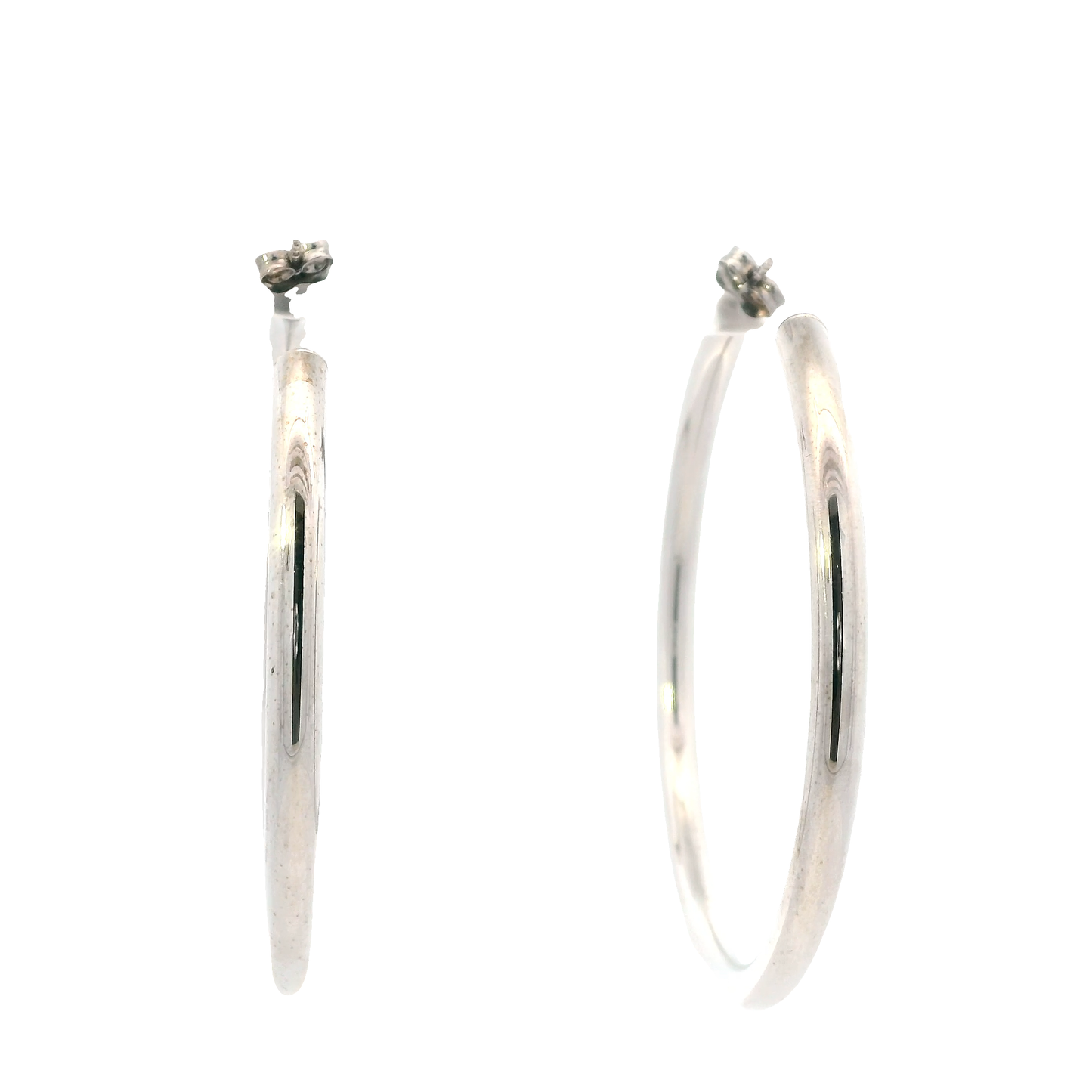 14K White Gold Tube Hoop Earrings