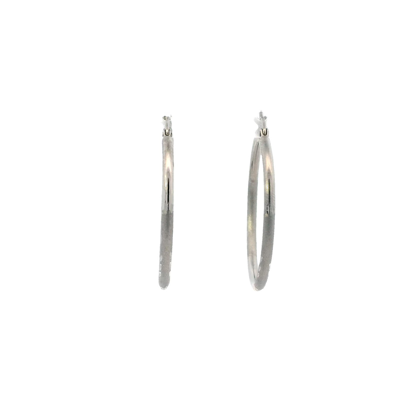 New 14K White Gold Hoop Earrings