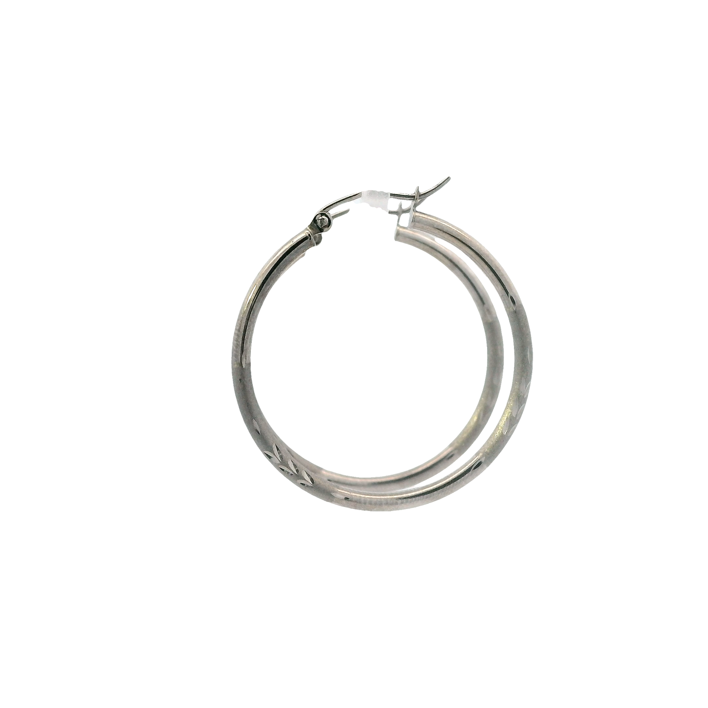 New 14K White Gold Hoop Earrings