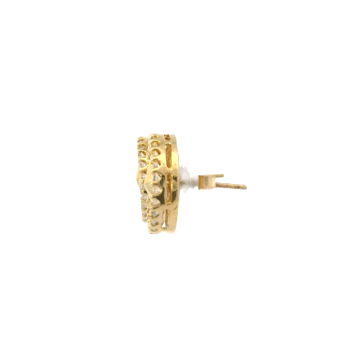 10K Yellow Gold Cubic Zirconia Mercedes Logo Stud Earrings