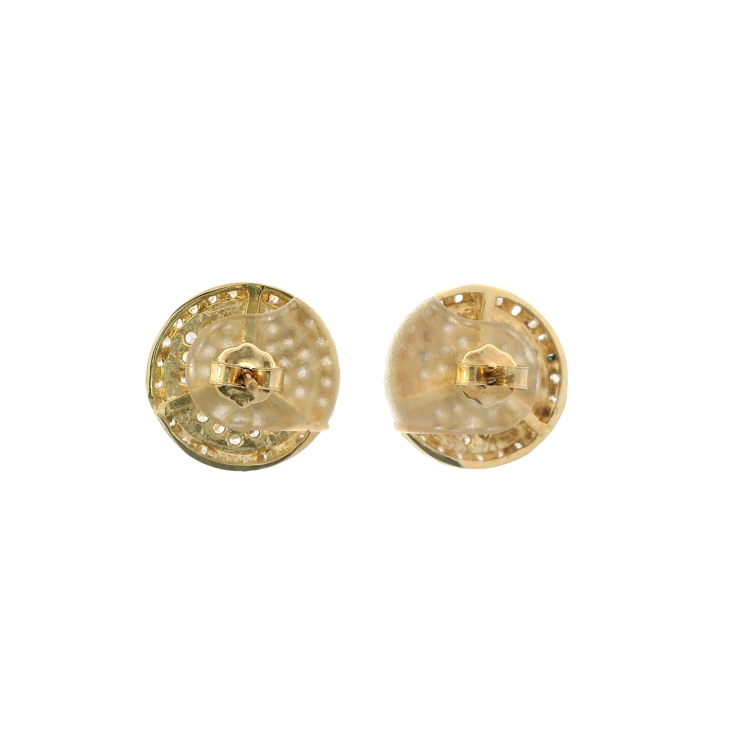 10K Yellow Gold Cubic Zirconia Mercedes Logo Stud Earrings