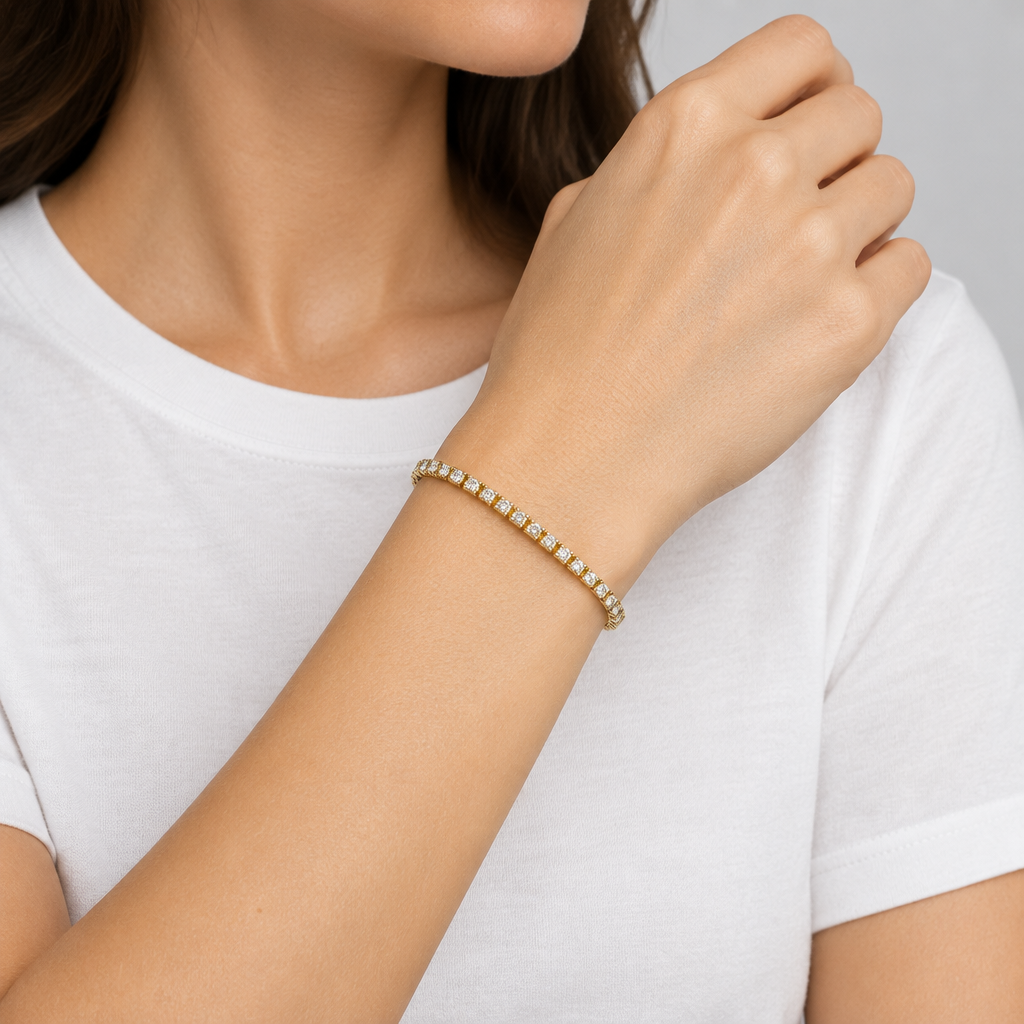 14K Yellow Gold Diamond Tennis Bracelet