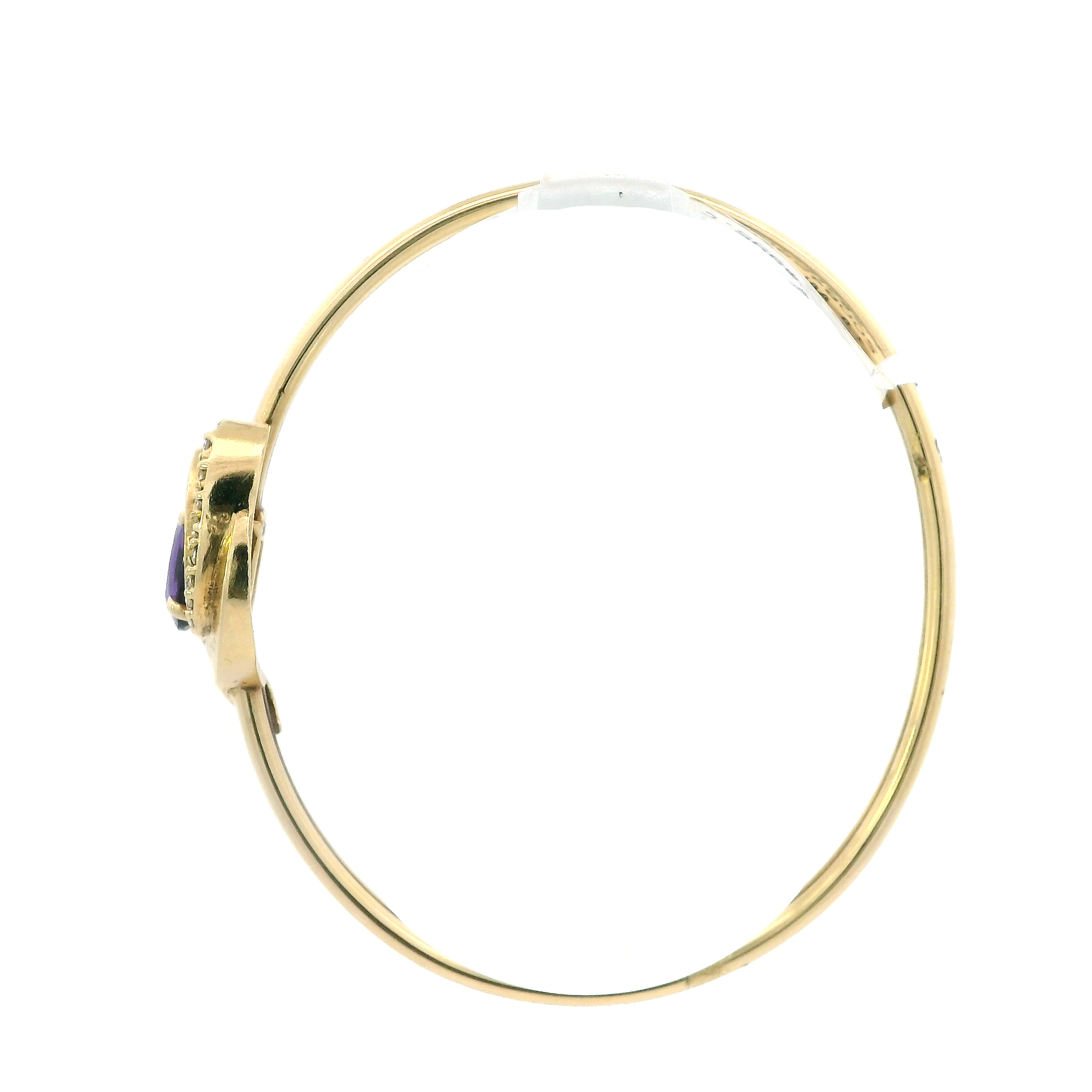 14K Yellow Gold Amethyst & Diamond Bangle Bracelet-0.28ct