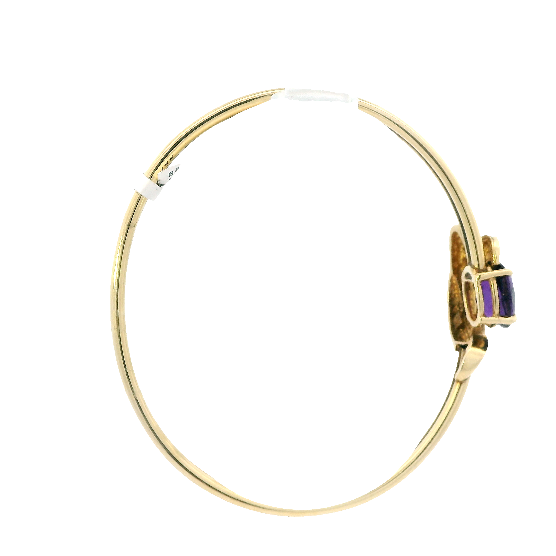 14K Yellow Gold Amethyst & Diamond Bangle Bracelet-0.28ct