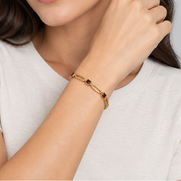 14K Yellow Gold Garnet Bracelet