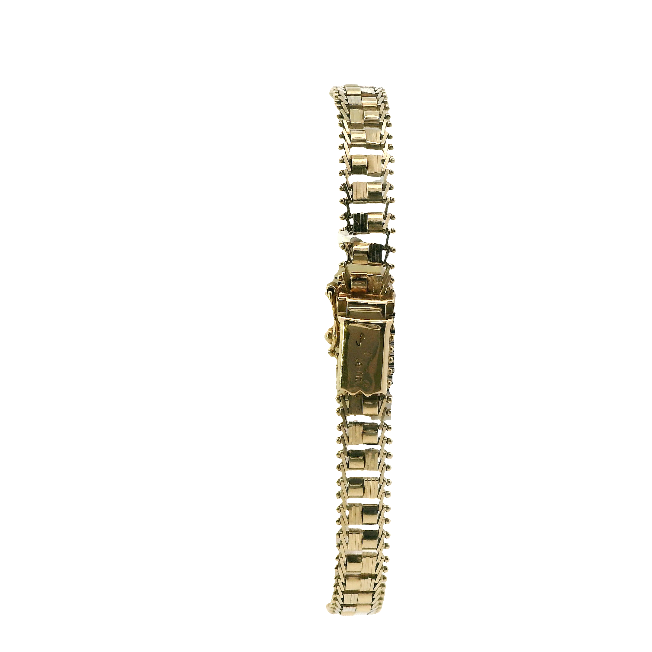 14K Yellow Gold Bar/Beaded Bracelet
