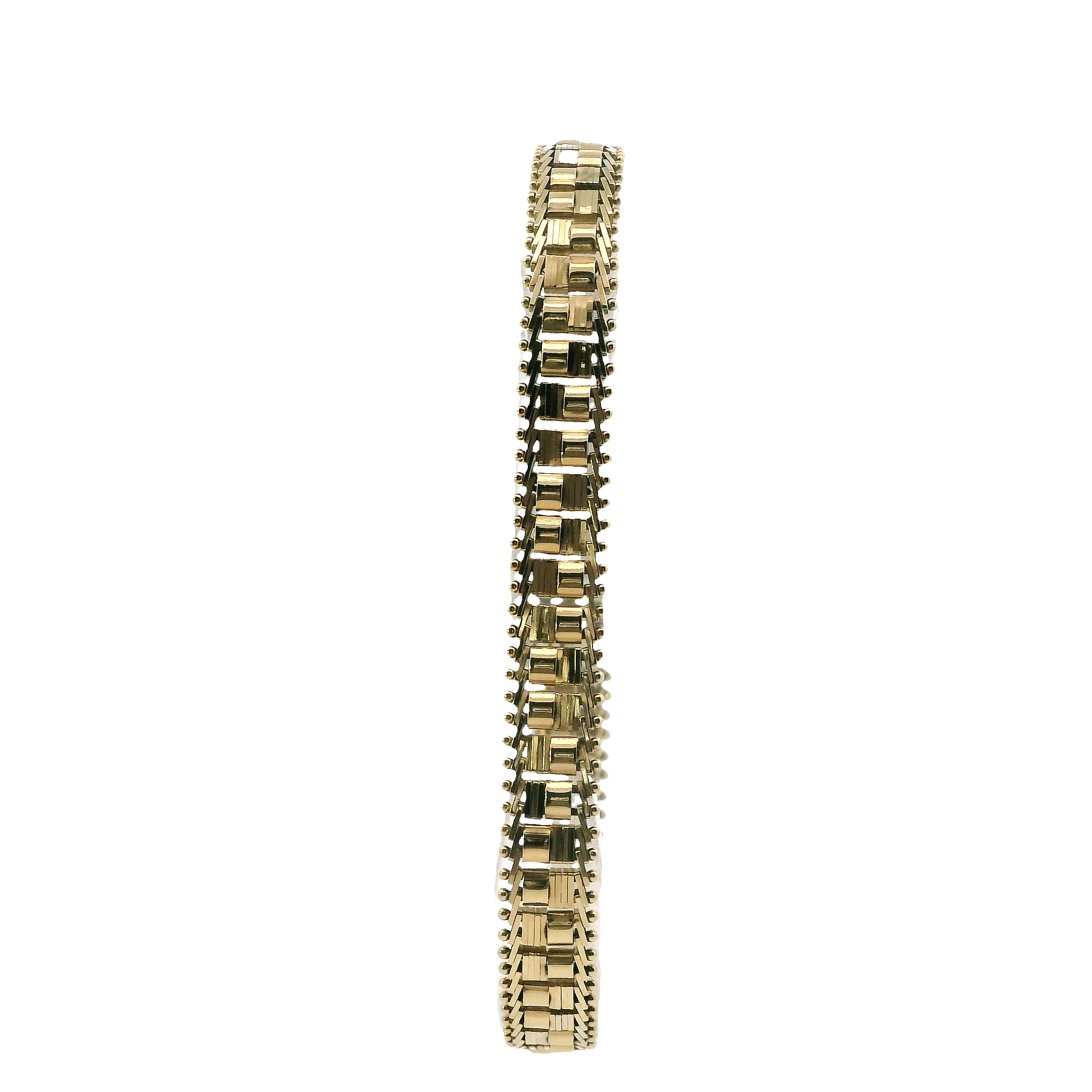 14K Yellow Gold Bar/Beaded Bracelet