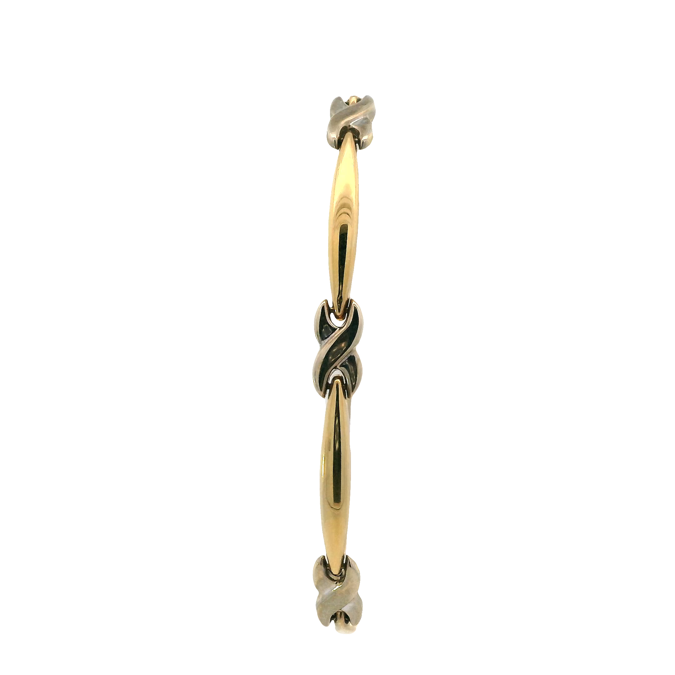 14K Yellow & White Gold X & Bar Link Bracelet