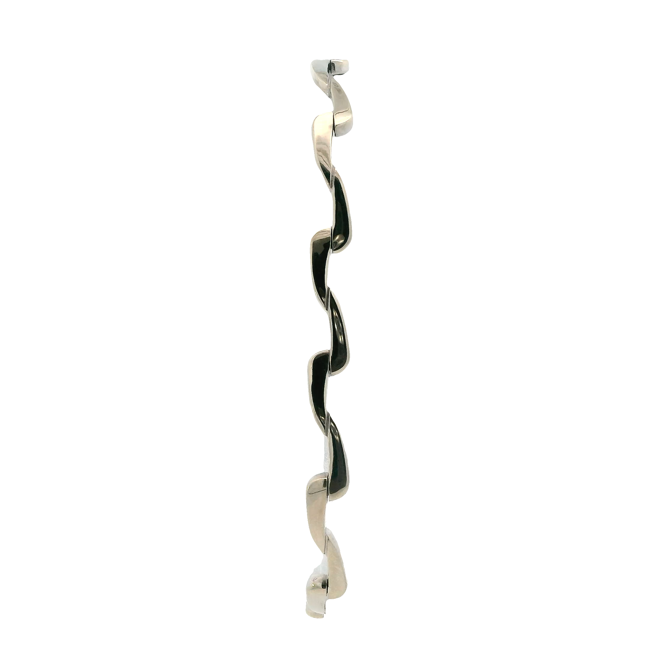 14K White Gold Curved Bar Link Bracelet