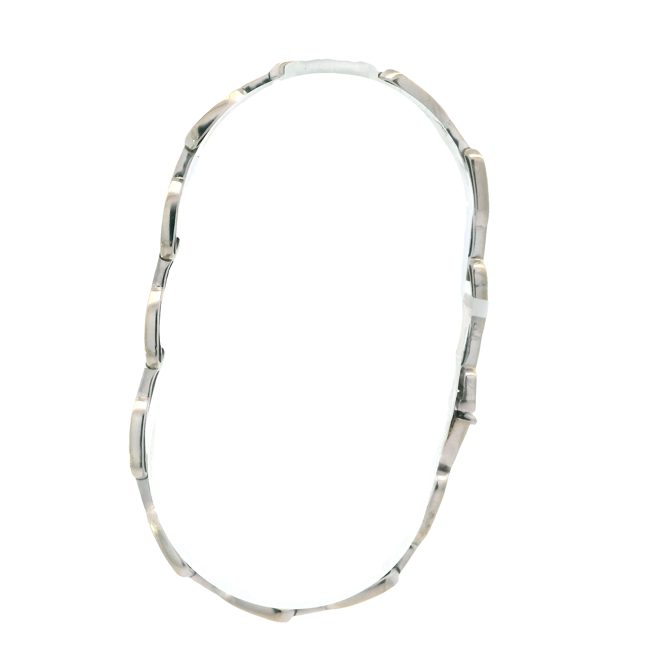 14K White Gold Curved Bar Link Bracelet