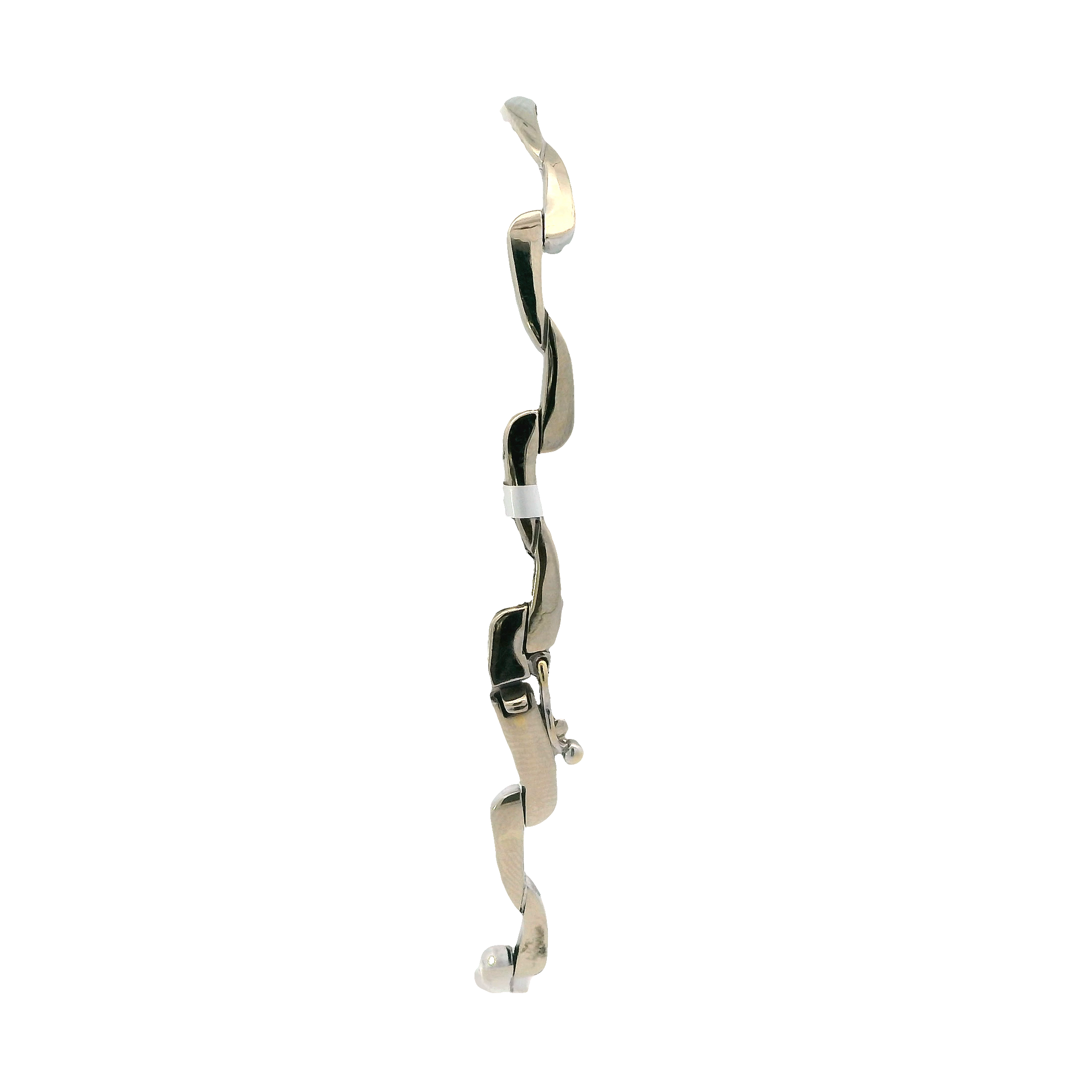 14K White Gold Curved Bar Link Bracelet