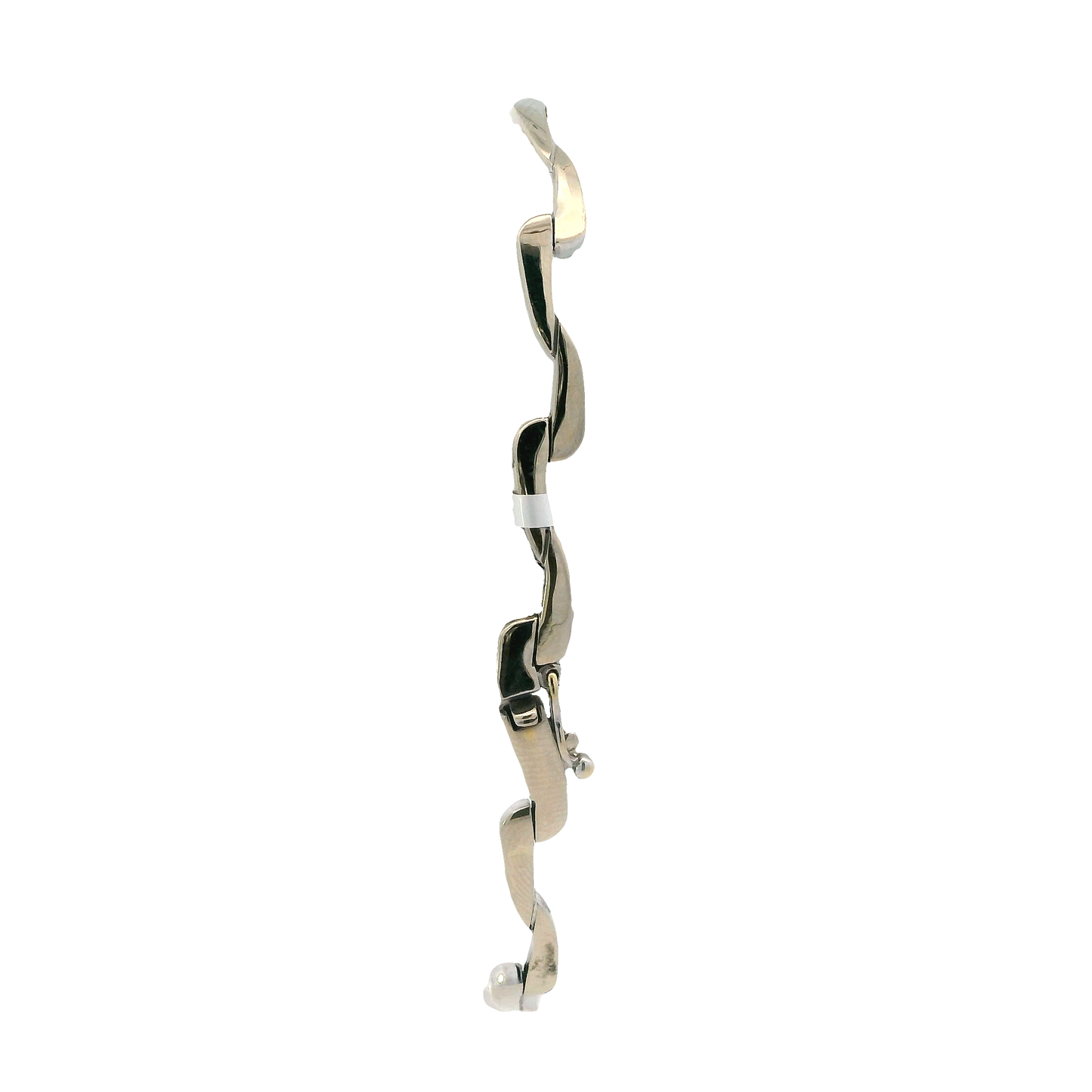 14K White Gold Curved Bar Link Bracelet
