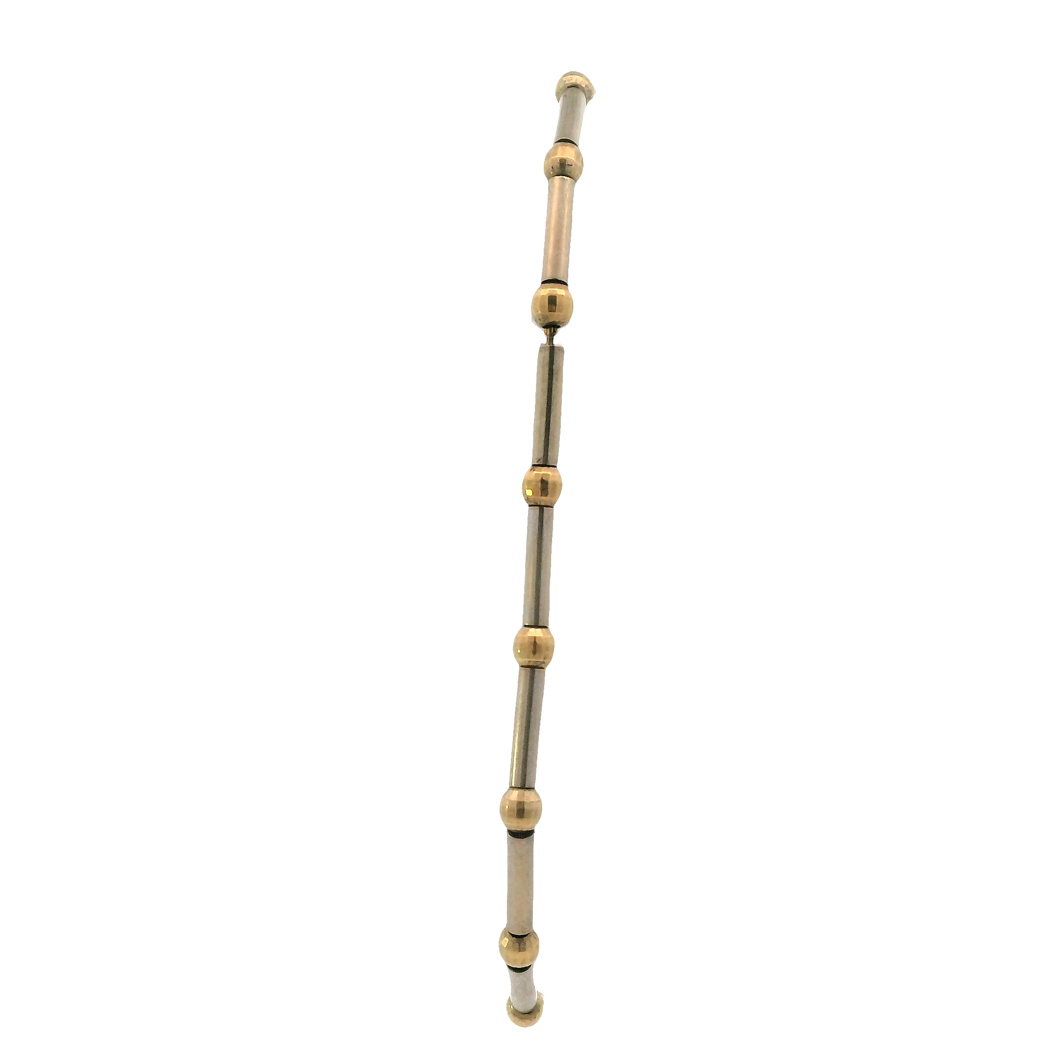 14K Yellow & White Gold Bar & Bead Bracelet